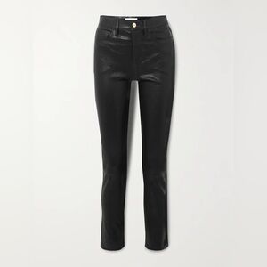 FRAME Le Sylvie Slender Straight Black Leather Pants